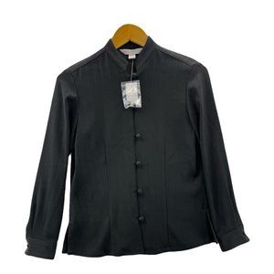 Petite Sophisticate Womens Jacket Coat Black Buttons Mandarin Collar 4 New